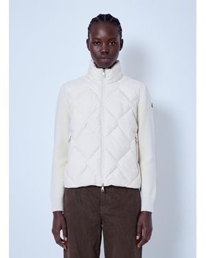 Moncler Wool & Cashmere Padded Zip-Up Cardigan - White