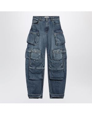 The Attico Fern Washed Cargo Pants - Blue