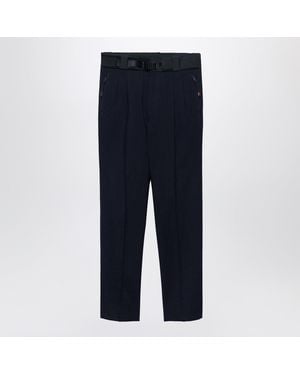Prada Wool Pants With Technical Details - Blue