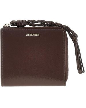 Jil Sander Tangle Leather Zippered Cardholder - Brown
