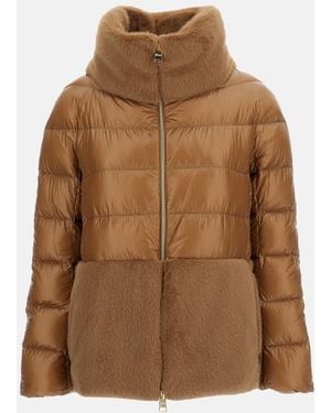 Herno Faux Fur Down Jacket - Brown