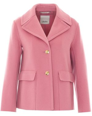 Max Mara Smmsissy Single-Breasted Wool Drap Jacket - Pink