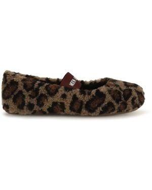 Moon Boot Leopard Teddy Ballerinas - White