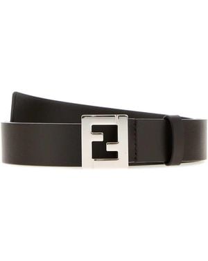 Fendi Brow Leather Belt - White
