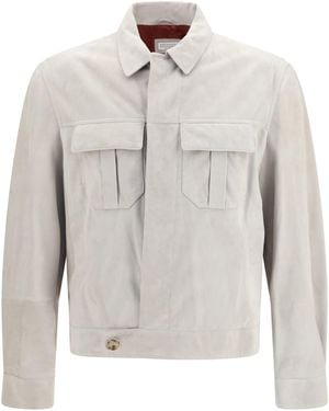 Brunello Cucinelli Suede Jacket - White