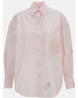 Thom Browne Supersized Long Sleeve Point Collar Shirt - Pink
