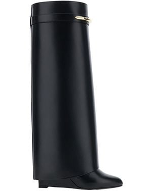 Givenchy 'Shark' Boots With Logo Plate On The Front And Wedge High Heel - Black