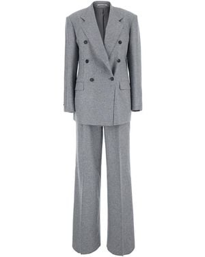 Tagliatore 'Loreley' Double-Breasted Suit With Check Motif - Gray