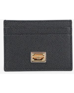 Dolce & Gabbana Dolce & Gabbana Hammered Leather Card Holder - Gray