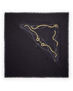 Gucci Gg Wool Silk Jacquard Cape - Blue