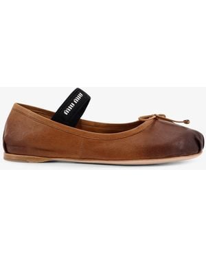 Miu Miu Leather Ballerinas - White