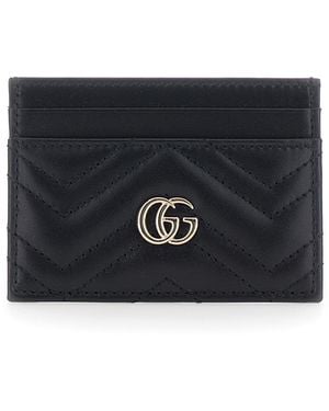 Gucci 'Gg Marmont' Card Holder With Gg Plaque On The Front - Black
