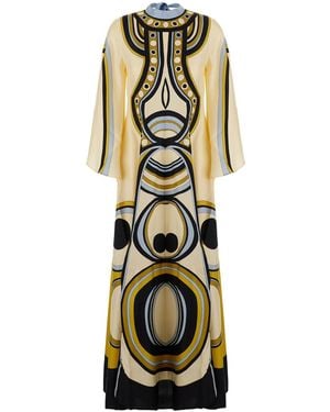 La DoubleJ Multicolored Long Dress With Bow Closure - Metallic