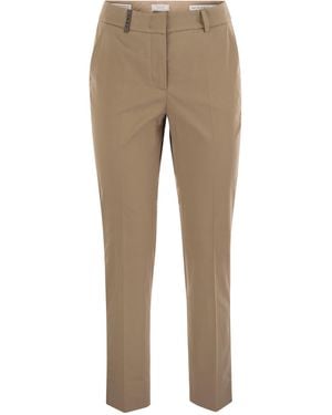 Peserico Light Cotton Satin Cigarette Pants - Natural