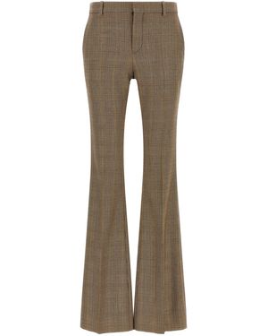 Saint Laurent Prince Of Wales Houndstooth Pants - Gray
