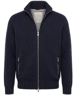 Brunello Cucinelli Cashmere Padded Blouson Jacket - Blue