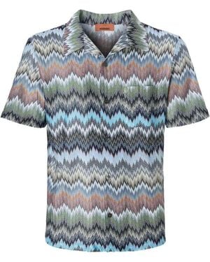 Missoni Short-Sleeved Zigzag Shirt - Blue