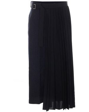 Sacai Double-Faced Herringbone X Suiting Skirt - Black