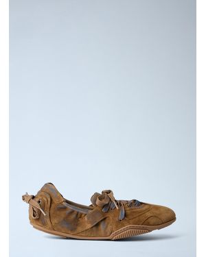Acne Studios Lace-Up Suede Flats - White