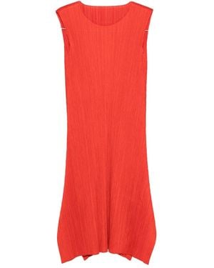 Pleats Please Issey Miyake Pleated Midi Dress - Red