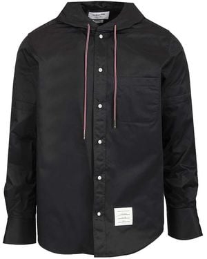 Thom Browne Nylon Hooded Shirt - Black