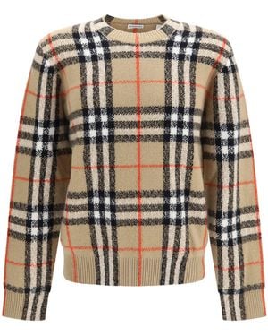 Burberry Check Cashmere Sweater Sand Ip Check - White