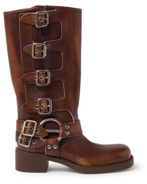Miu Miu Leather Boots - Brown
