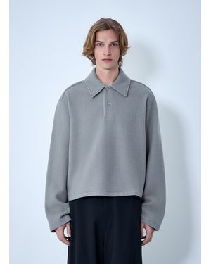 Rier Oversized Polo Knit Sweater - Gray