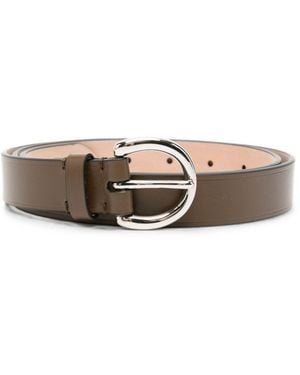 Phoebe Philo Round Buckle Leather Belt - White