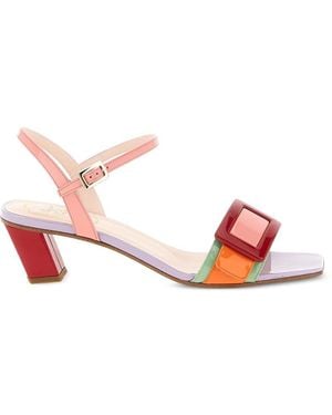 Roger Vivier Belle Vivier Leather Sandals - Pink