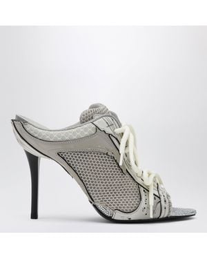Balenciaga Stapler Heeled Sandals With Distressed Effect - Gray