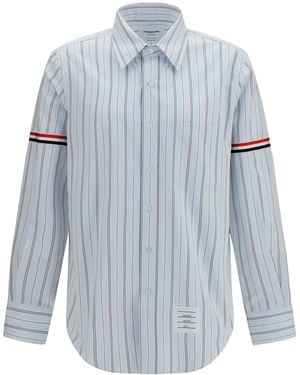 Thom Browne Fine-Striped Grosgrain Poplin Shirt - Blue