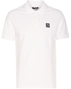 Balmain Embroidered Pb Logo Polo - White