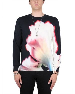 McQueen Floral Print T-Shirt For - Black