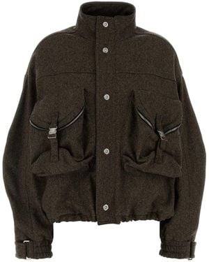 The Attico Embroidered Wool Blend Bomber Jacket - Black