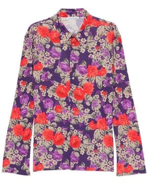 Acne Studios Viscose Shirt With Floral Print - Purple