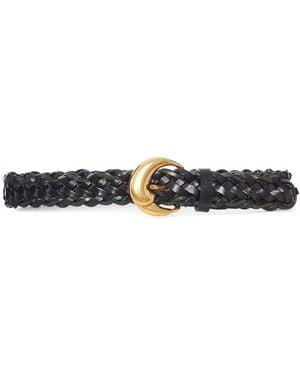 Etro Woven Leather Belt With Buckle - White