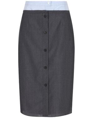 Prada Wool Midi Skirt - Gray