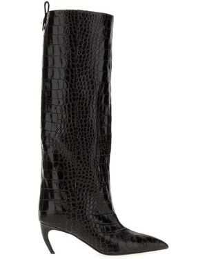 The Attico Dark Leather Lea Boots - Black