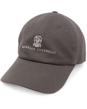 Brunello Cucinelli Logo Cotton Baseball Cap - Gray