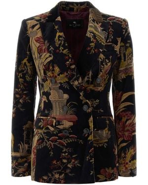 Etro Printed Velvet Blazer - Black