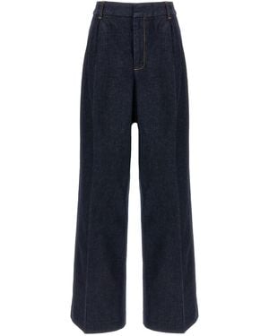 Zimmermann Contrast-Stitch Wide-Leg Illustration Jeans - Blue