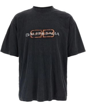 Balenciaga Logo Print T-Shirt - Black