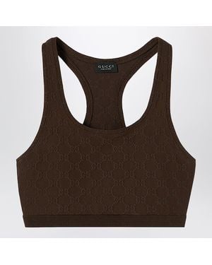 Gucci Gg Jacquard Jersey Top - Brown