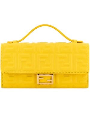 Fendi Leather Baguette Wallet - Yellow
