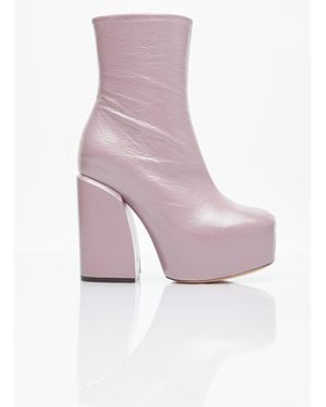 Dries Van Noten Platform Heel Leather Boots - Pink