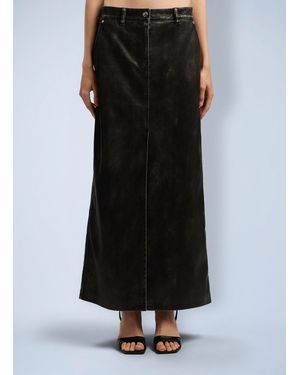 Palm Angels Curved Logo Coated Long Skirt - Black