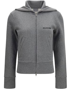 Balenciaga Fitted Zip-Up Hoodie - Gray