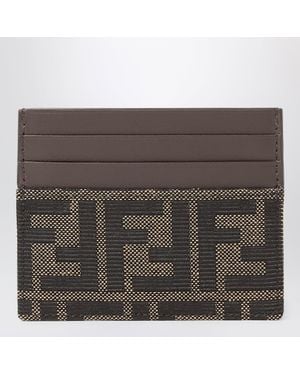 Fendi Ff Zucca Jacquard And Leather Card Holder - Brown