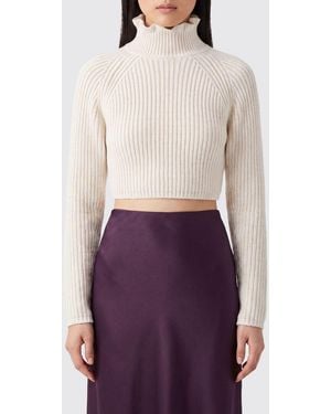 Max Mara Cropped Long-Sleeve Cotton Turtleneck Sweater - Purple